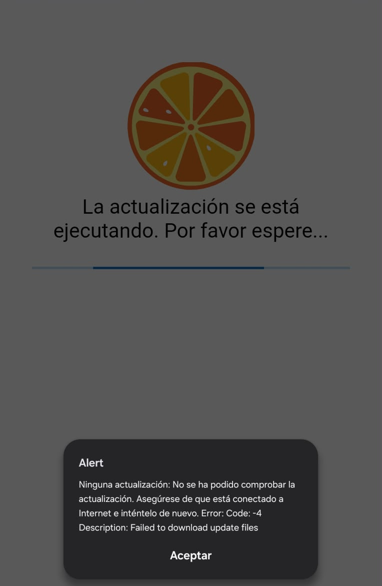 Alerta de Tangerine con Error Code -4